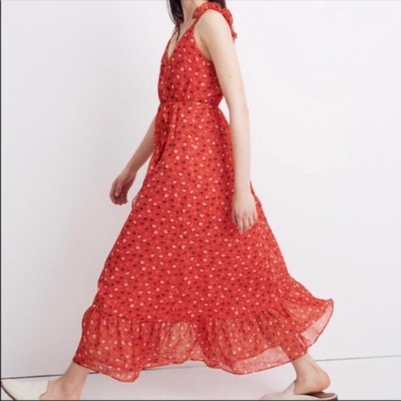 MADEWELL red ruffle maxi dress - Picture 12 of 12